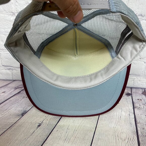 Vintage Trucker hat Mesh Cap Snapback Gray Maroon 3 Stripes Team Two Family 1990 - Picture 7 of 8